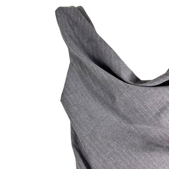 ZARA Grey Silver Pleated Off the Shoulder Pinstripe Crop Top Small - Picture 6 of 14